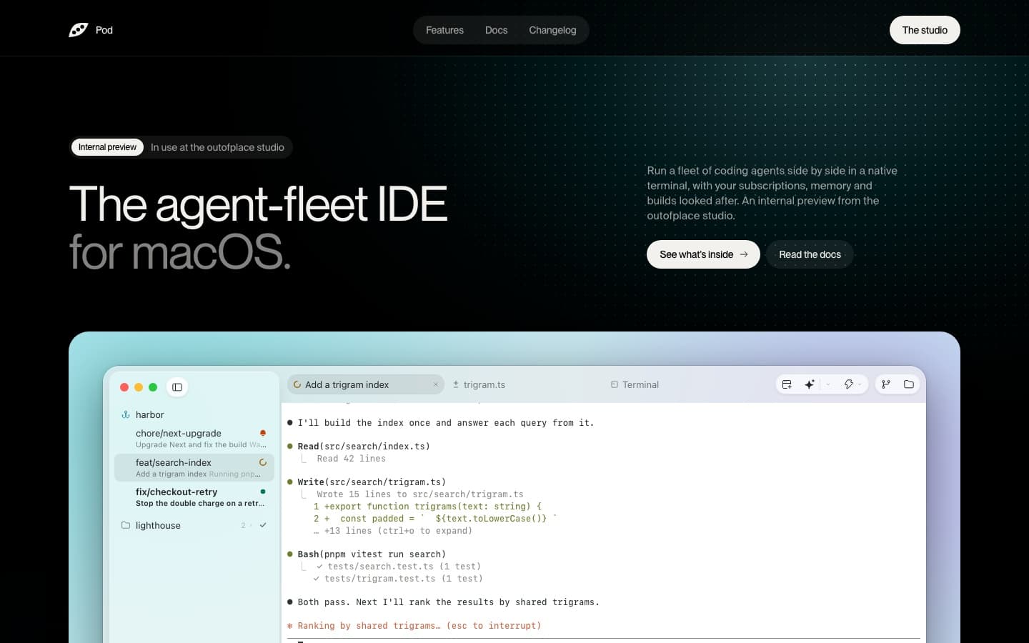 The first screen of pod.codes